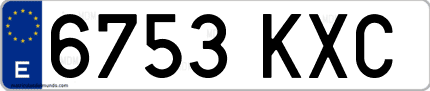 Ejemplo de matrícula de coche ordinaria 6753 KXC