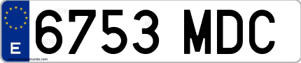 Ejemplo de matrícula de coche ordinaria 6753 MDC