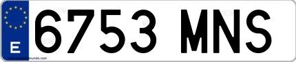 Ejemplo de matrícula española 6753 MNS