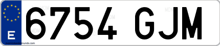 Ejemplo de matrícula de coche ordinaria 6754 GJM