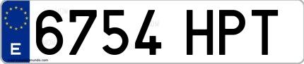 Ejemplo de matrícula española 6754 HPT