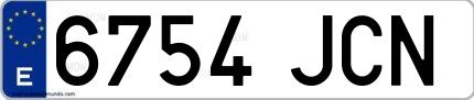 Ejemplo de matrícula española 6754 JCN