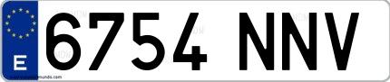 Ejemplo de matrícula española 6754 NNV