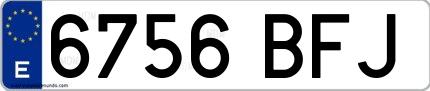 Ejemplo de matrícula española 6756 BFJ