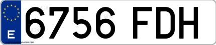Ejemplo de matrícula española 6756 FDH