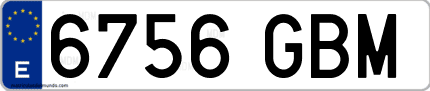 Ejemplo de matrícula de coche ordinaria 6756 GBM