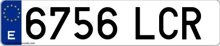 Ejemplo de matrícula española 6756 LCR