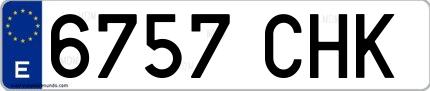 Ejemplo de matrícula española 6757 CHK