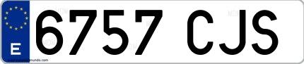 Ejemplo de matrícula española 6757 CJS