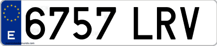Ejemplo de matrícula de coche ordinaria 6757 LRV