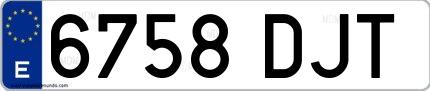 Ejemplo de matrícula de coche ordinaria 6758 DJT