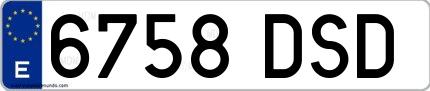 Ejemplo de matrícula española 6758 DSD