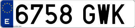 Ejemplo de matrícula de coche ordinaria 6758 GWK