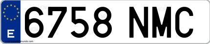 Ejemplo de matrícula española 6758 NMC