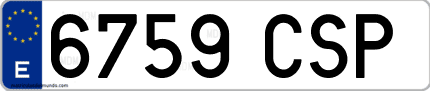 Ejemplo de matrícula de coche ordinaria 6759 CSP