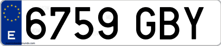 Ejemplo de matrícula de coche ordinaria 6759 GBY