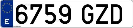 Ejemplo de matrícula española 6759 GZD