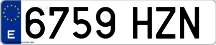 Ejemplo de matrícula española 6759 HZN