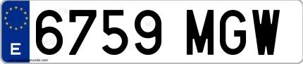 Ejemplo de matrícula española 6759 MGW