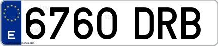 Ejemplo de matrícula española 6760 DRB