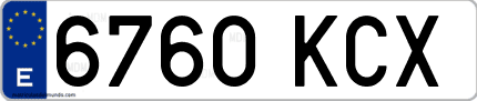 Ejemplo de matrícula de coche ordinaria 6760 KCX
