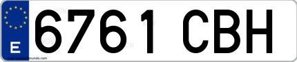 Ejemplo de matrícula española 6761 CBH