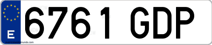 Ejemplo de matrícula de coche ordinaria 6761 GDP