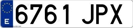 Ejemplo de matrícula española 6761 JPX