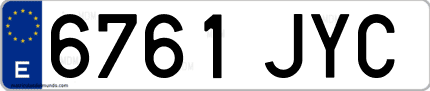Ejemplo de matrícula de coche ordinaria 6761 JYC