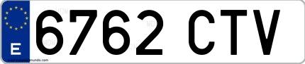 Ejemplo de matrícula española 6762 CTV