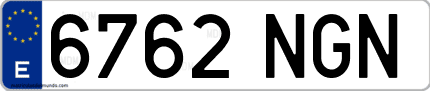 Ejemplo de matrícula de coche ordinaria 6762 NGN