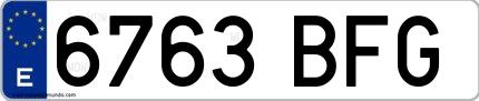 Ejemplo de matrícula española 6763 BFG