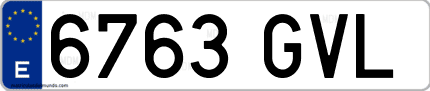 Ejemplo de matrícula de coche ordinaria 6763 GVL