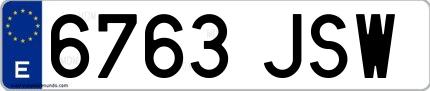 Ejemplo de matrícula española 6763 JSW