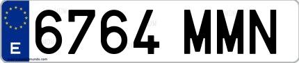 Ejemplo de matrícula española 6764 MMN