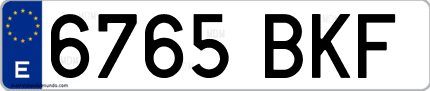 Ejemplo de matrícula de coche ordinaria 6765 BKF