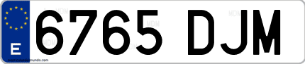 Ejemplo de matrícula de coche ordinaria 6765 DJM