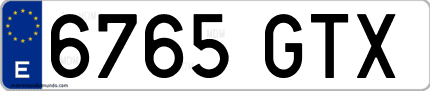 Ejemplo de matrícula de coche ordinaria 6765 GTX