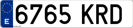 Ejemplo de matrícula de coche ordinaria 6765 KRD