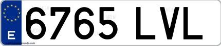 Ejemplo de matrícula de coche ordinaria 6765 LVL