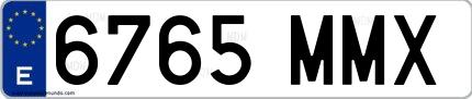 Ejemplo de matrícula española 6765 MMX