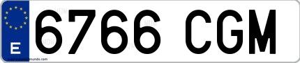 Ejemplo de matrícula española 6766 CGM