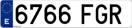 Ejemplo de matrícula española 6766 FGR