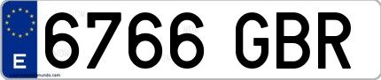 Ejemplo de matrícula española 6766 GBR