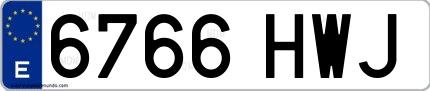Ejemplo de matrícula española 6766 HWJ