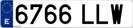 Ejemplo de matrícula española 6766 LLW