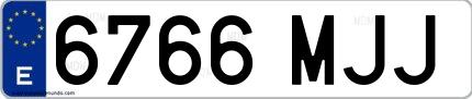 Ejemplo de matrícula española 6766 MJJ