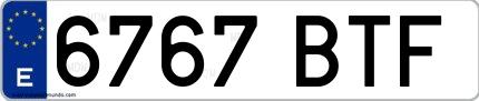 Ejemplo de matrícula española 6767 BTF