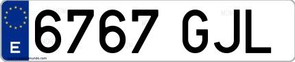Ejemplo de matrícula española 6767 GJL