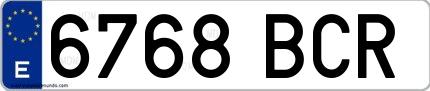 Ejemplo de matrícula española 6768 BCR